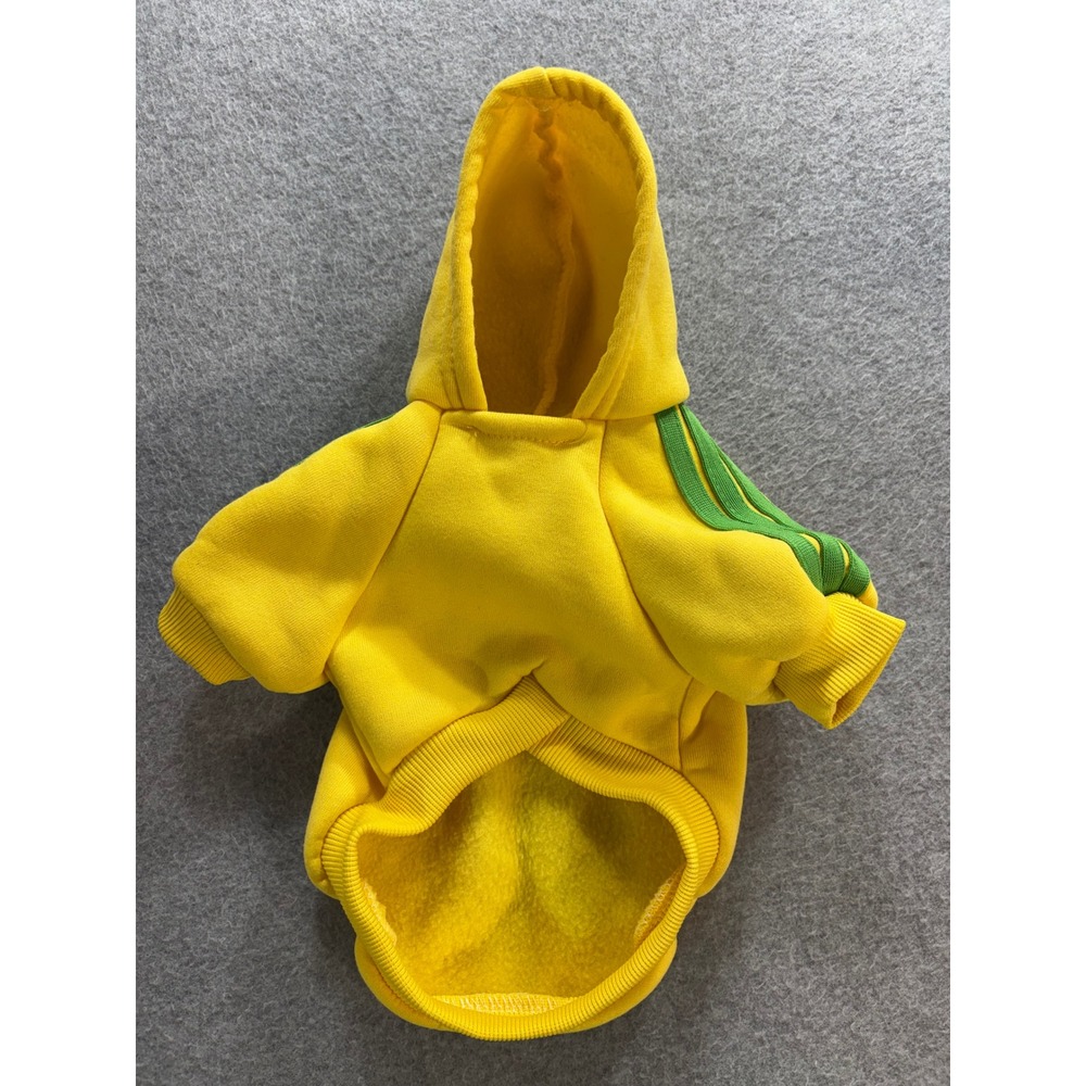 Adidog Pet Hoodie Yellow Green Stripes Graphic Dog Sweatshirt Med ** 2 Shirts **
